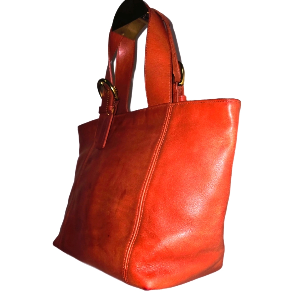 Coach Vintage 4133 Waverly Orangr Leather Tote Bag - Picture 4 of 8